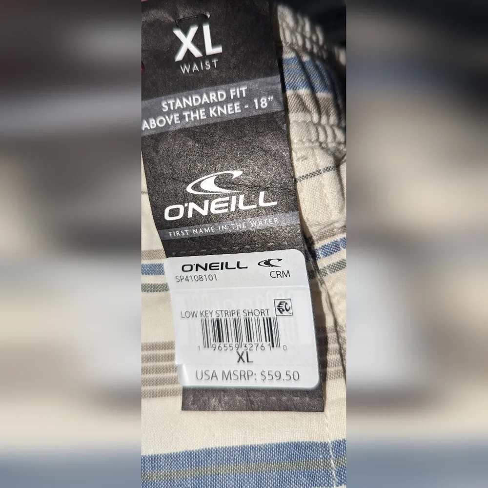 NWT, O'Neill Low-Key Striped Shorts -Elastic Waist - Men's Size XL - Picture 5 of 6